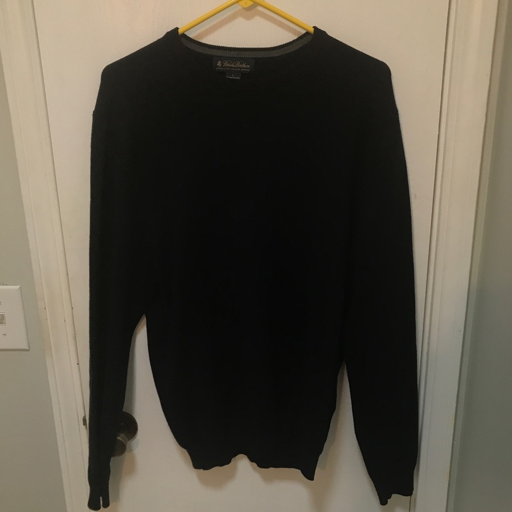 Brooks Brothers Navy Wool Blend Lightweight Sweater Size Large